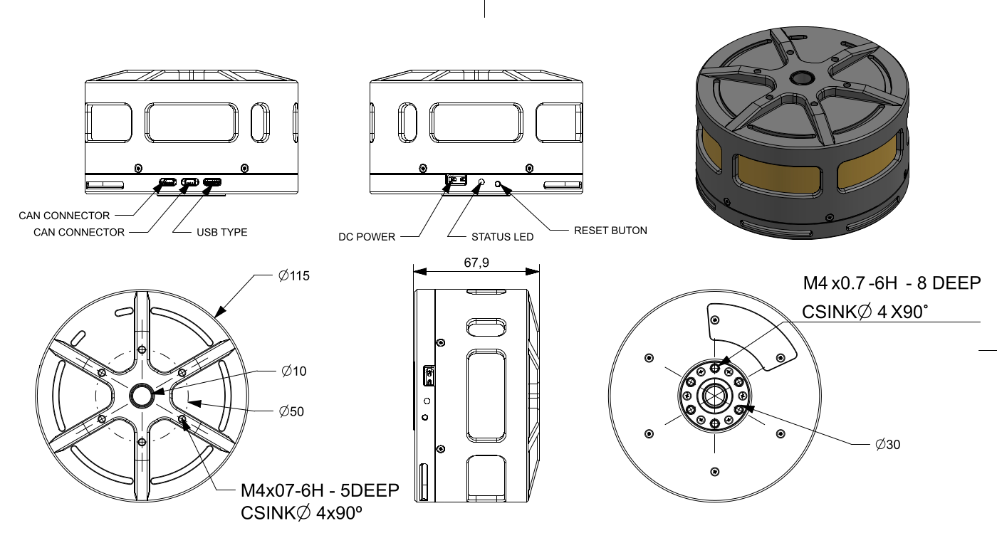 PULSE115 mechanical interface drawing