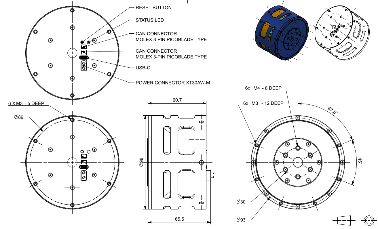 PULSE98 mechanical interface drawing